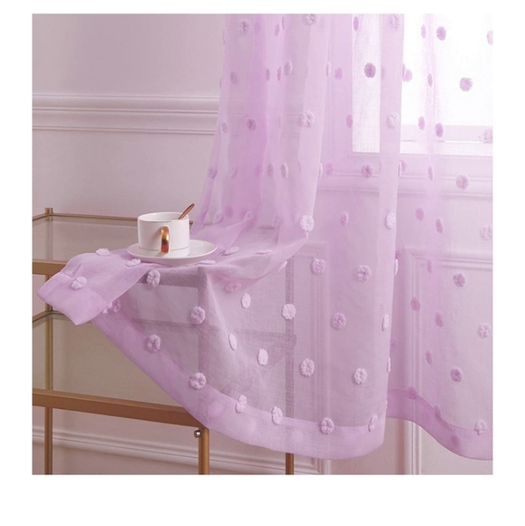 Pom-Pom Sheer Curtain Two Panels - Picture 2 of 7